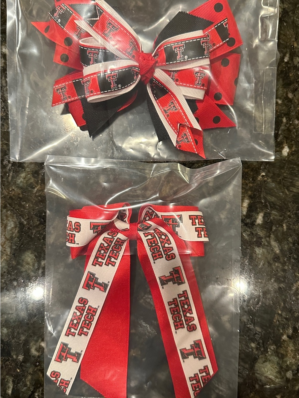 NEW Bundle LOT 2 Texas Tech Raiders Large Hair Clips Barrettes Bow Beautiful